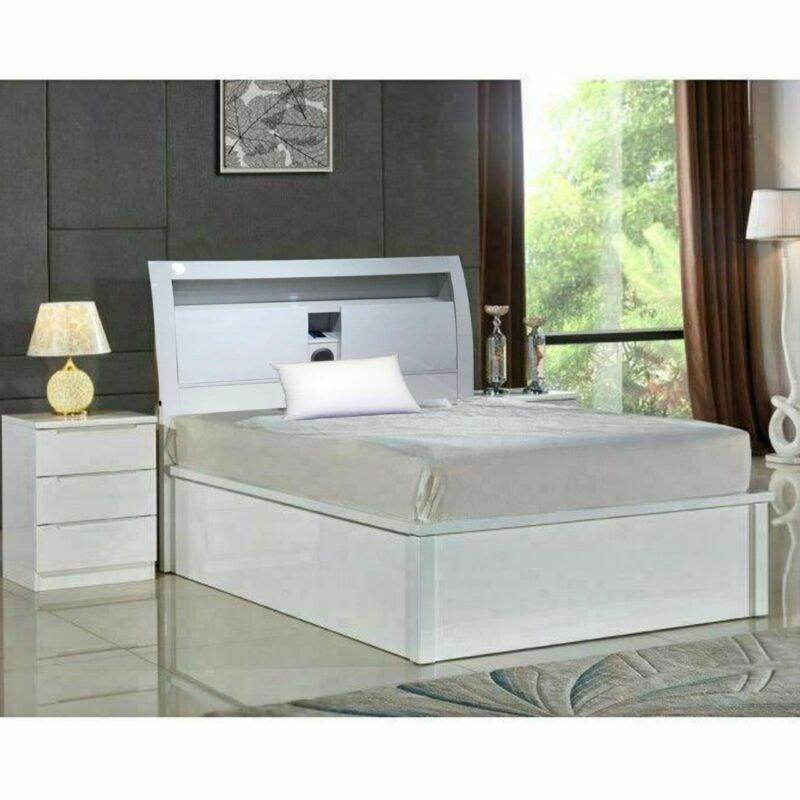 RUGBY WHITE GLOSS BED Sliding Wardrobes 4 u