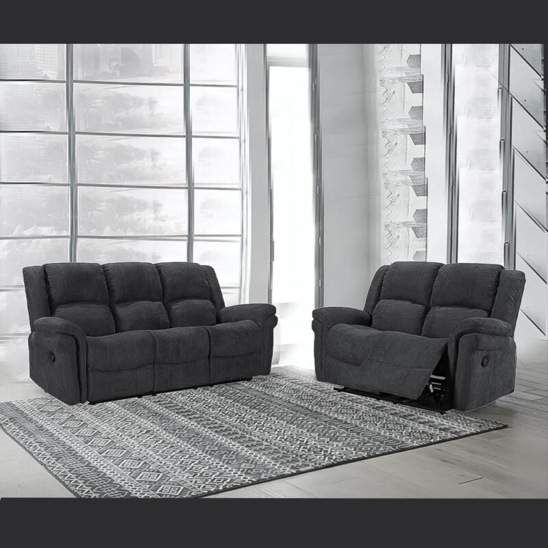 Fabric Grey Recliner Sofa Set Sliding Wardrobes 4 u