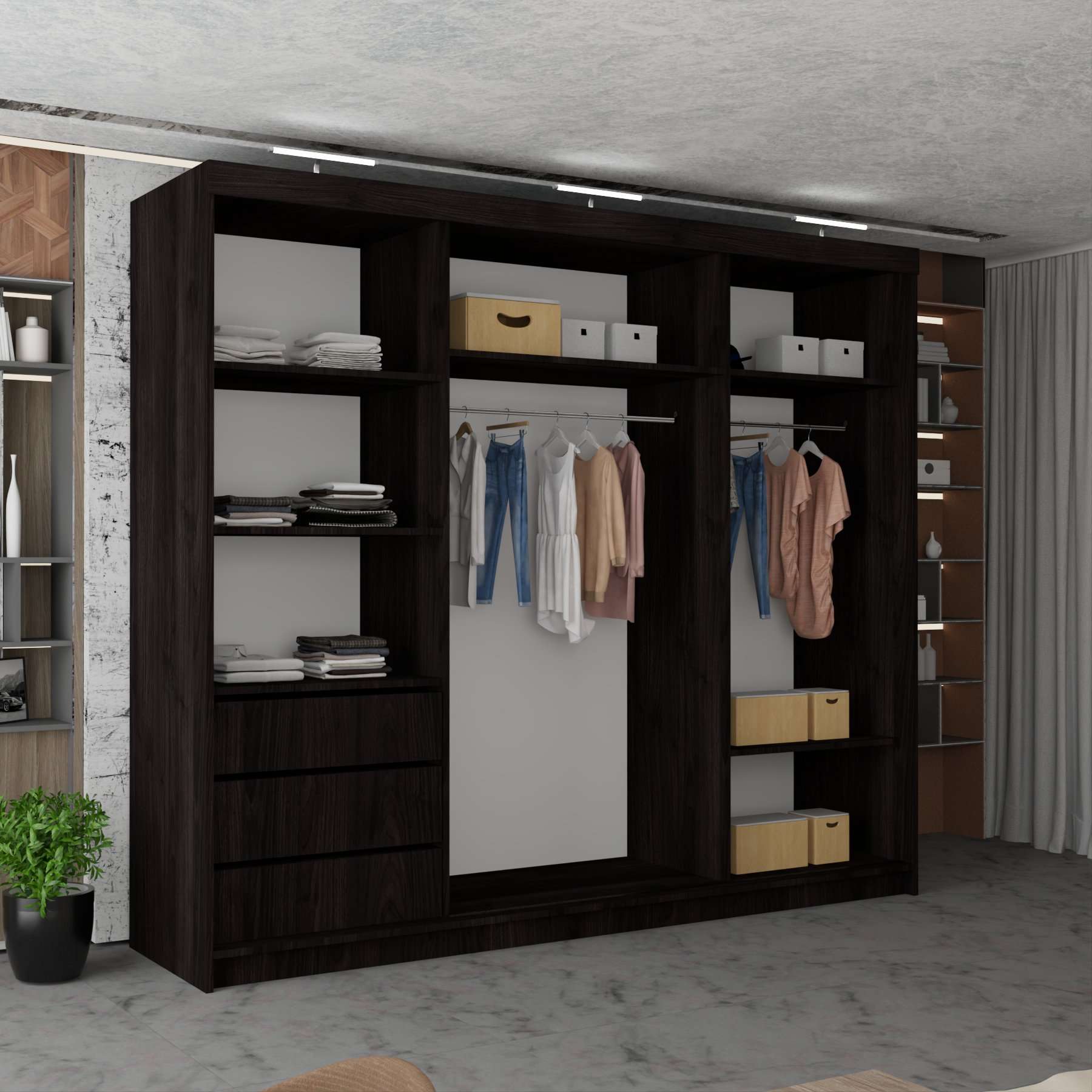 3 Door Miami wenge Sliding Door inside