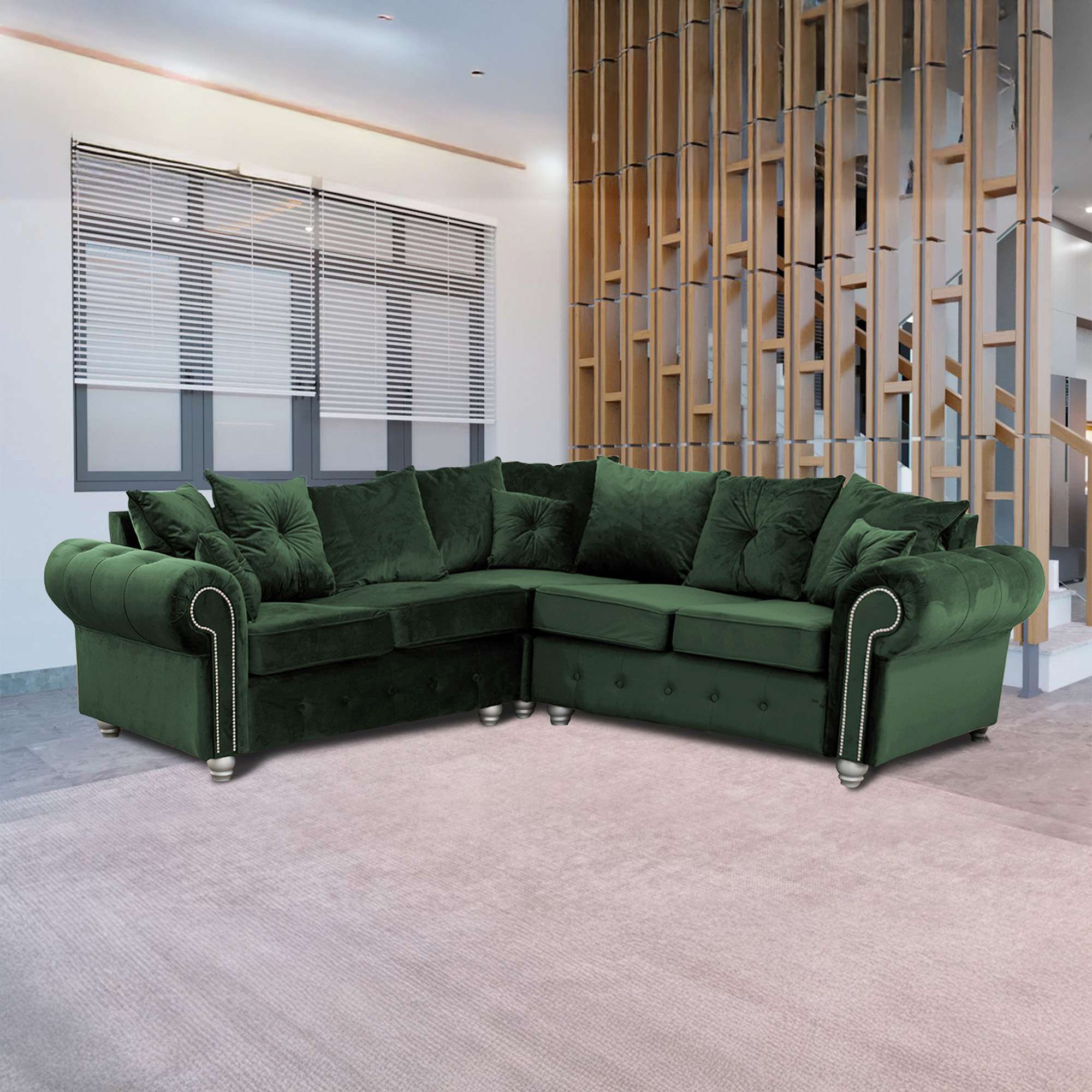 Ashwin Green Corner Sofa