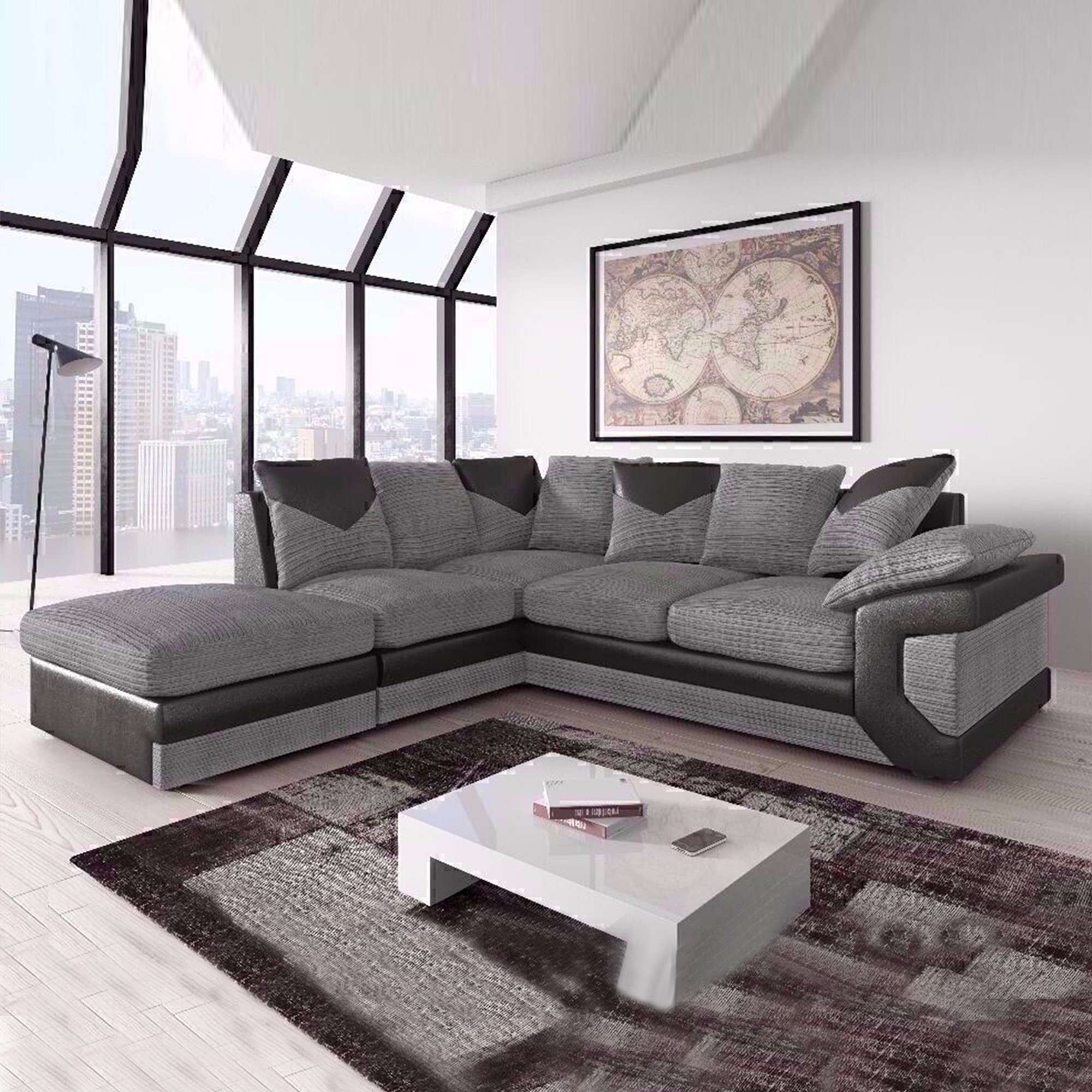 DINO BLACK,GREY CORNER LEFT Corner SOFA