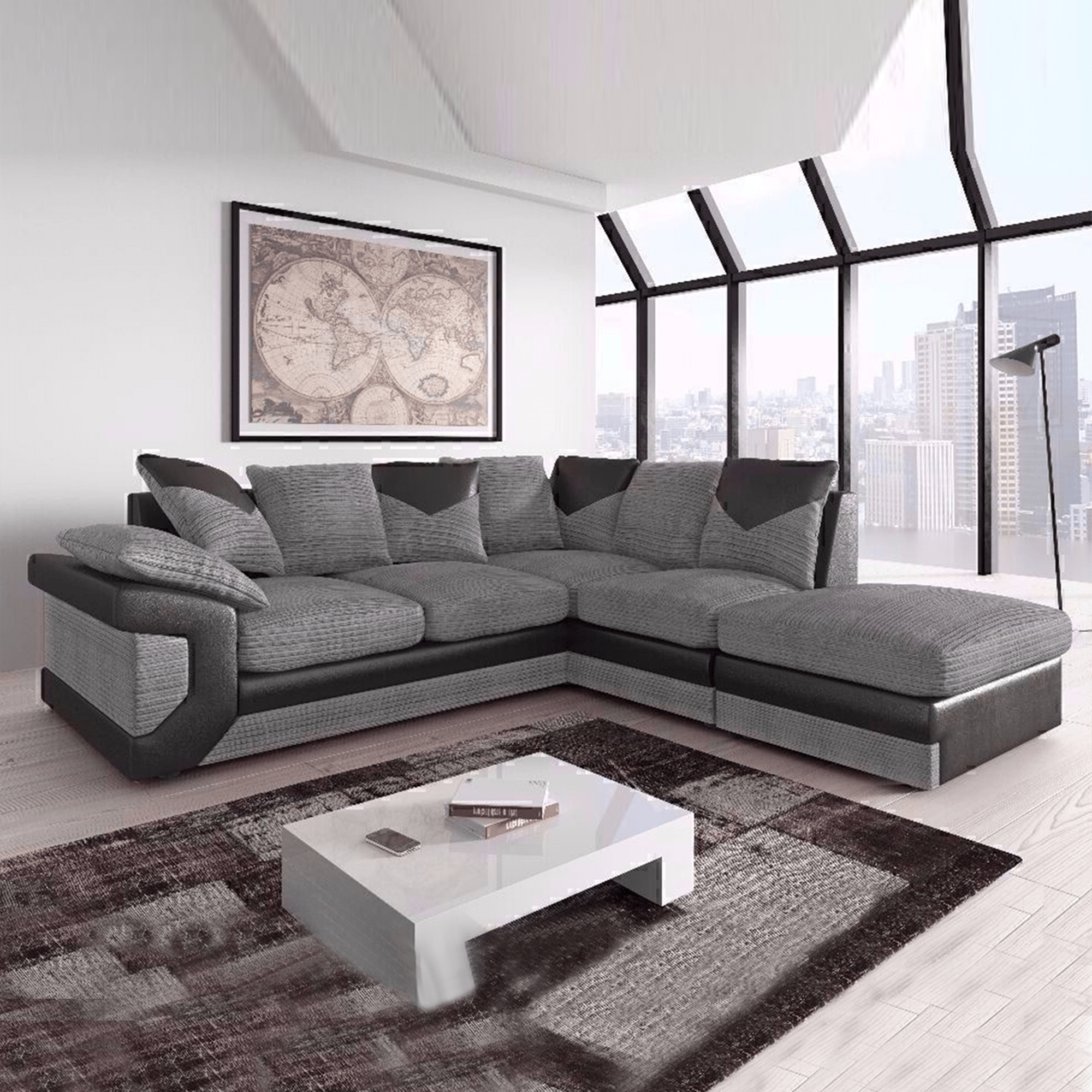 DINO BLACK,GREY CORNER SOFA