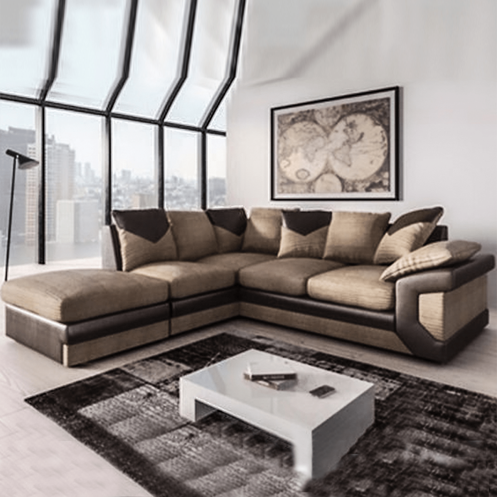 DINO BROWN CORNER SOFA LEFT CORNER