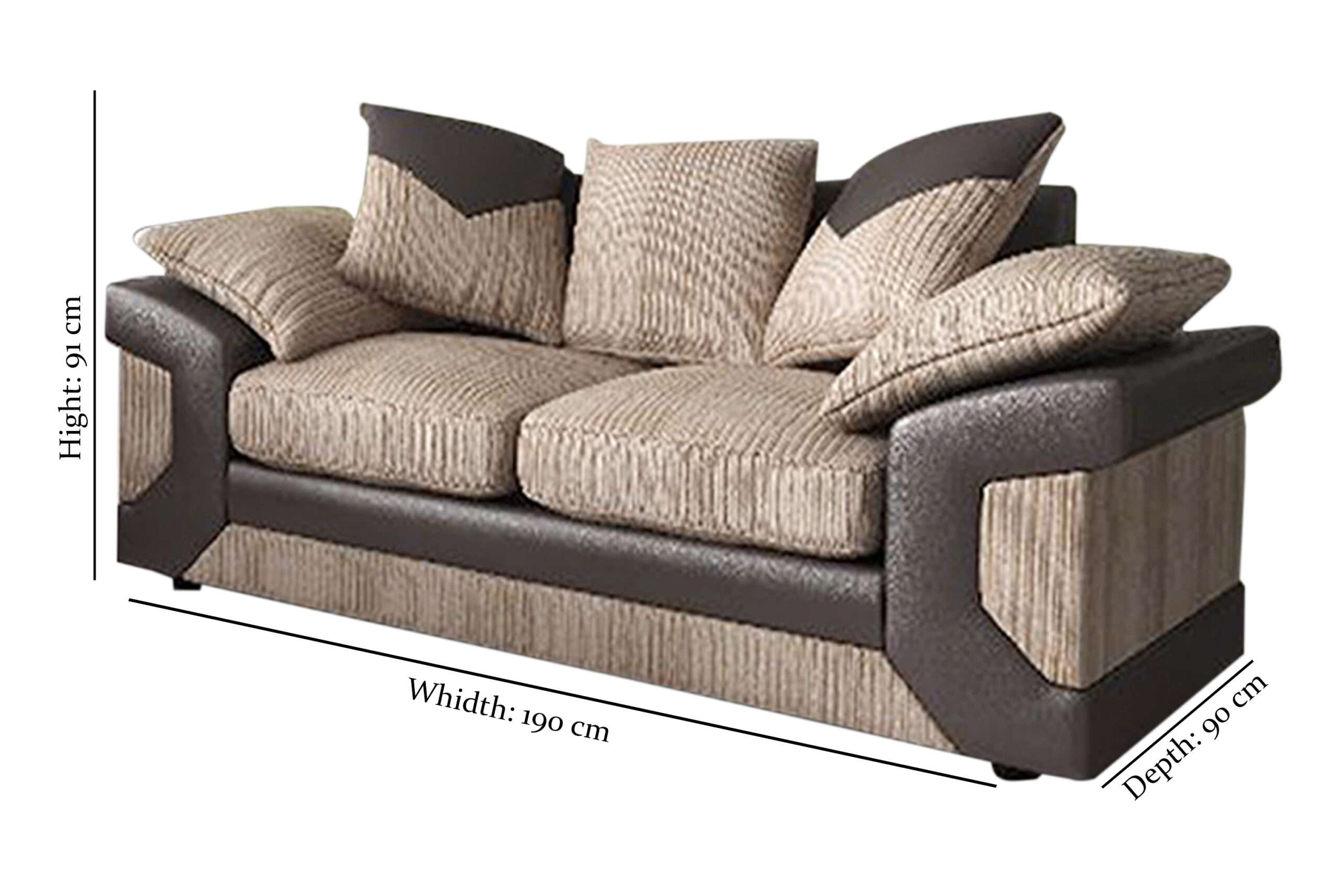 dino brown sofa 3+2 Diemension