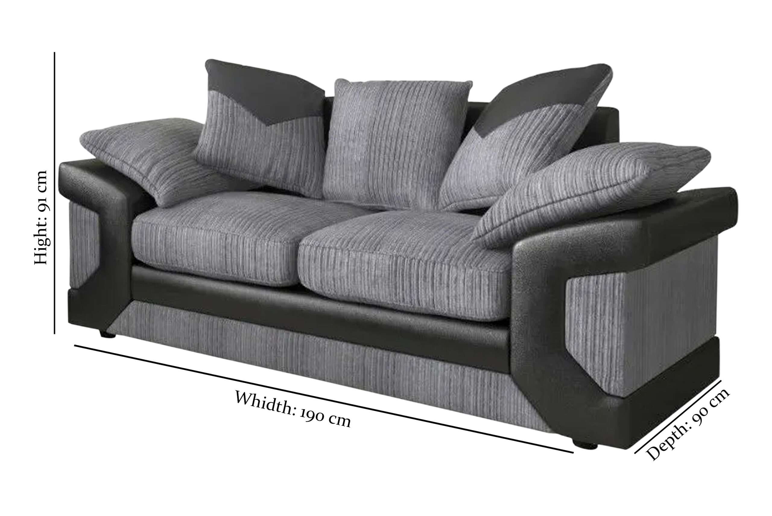 dino grey sofa 3+2 Diemension