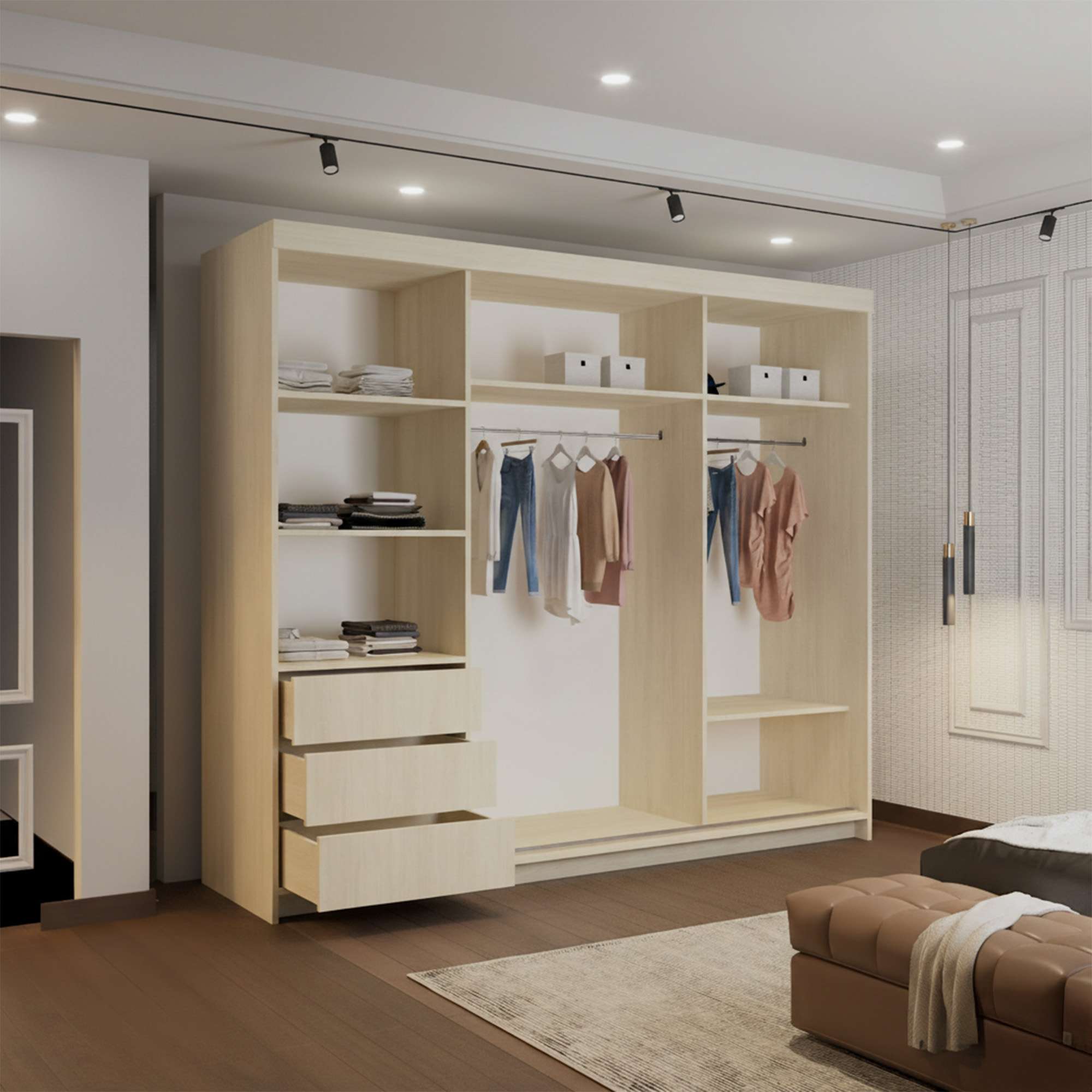 Snoma Oak open drawers