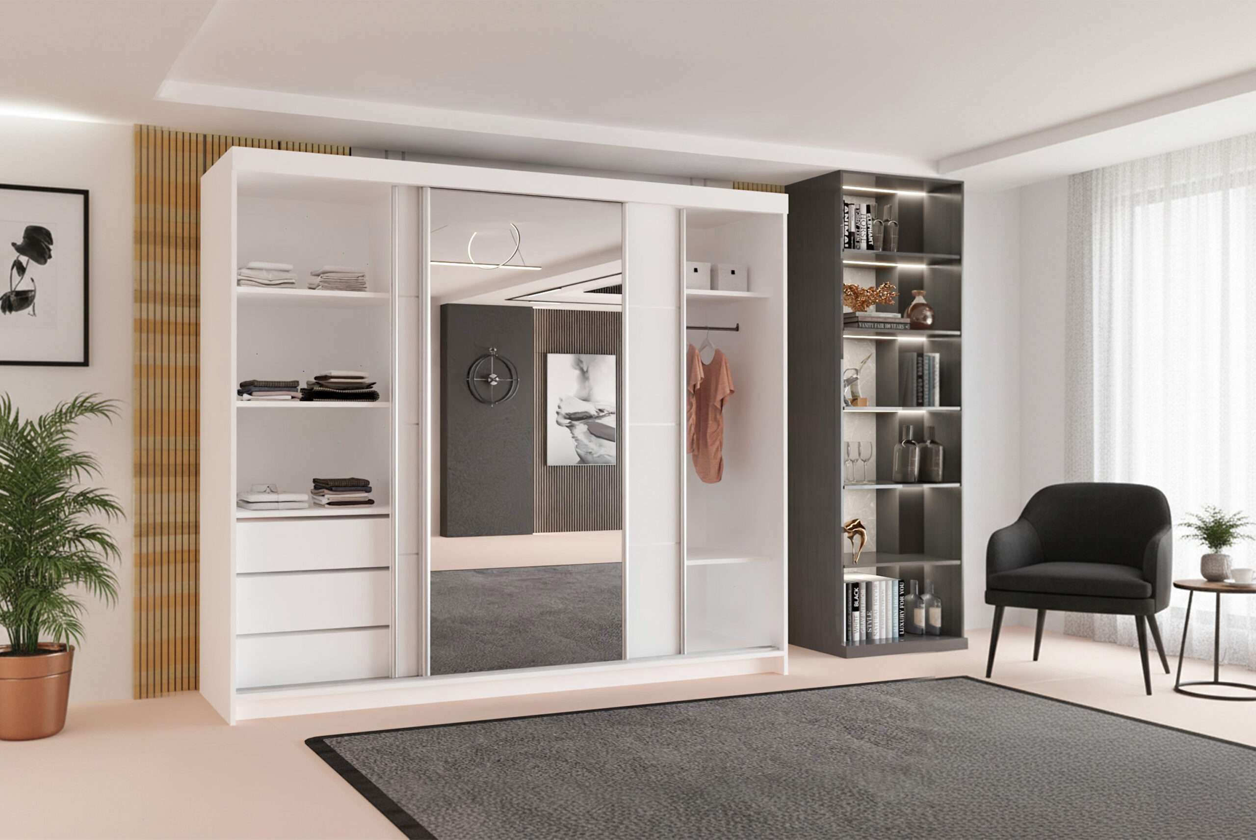 White palermo sliding door