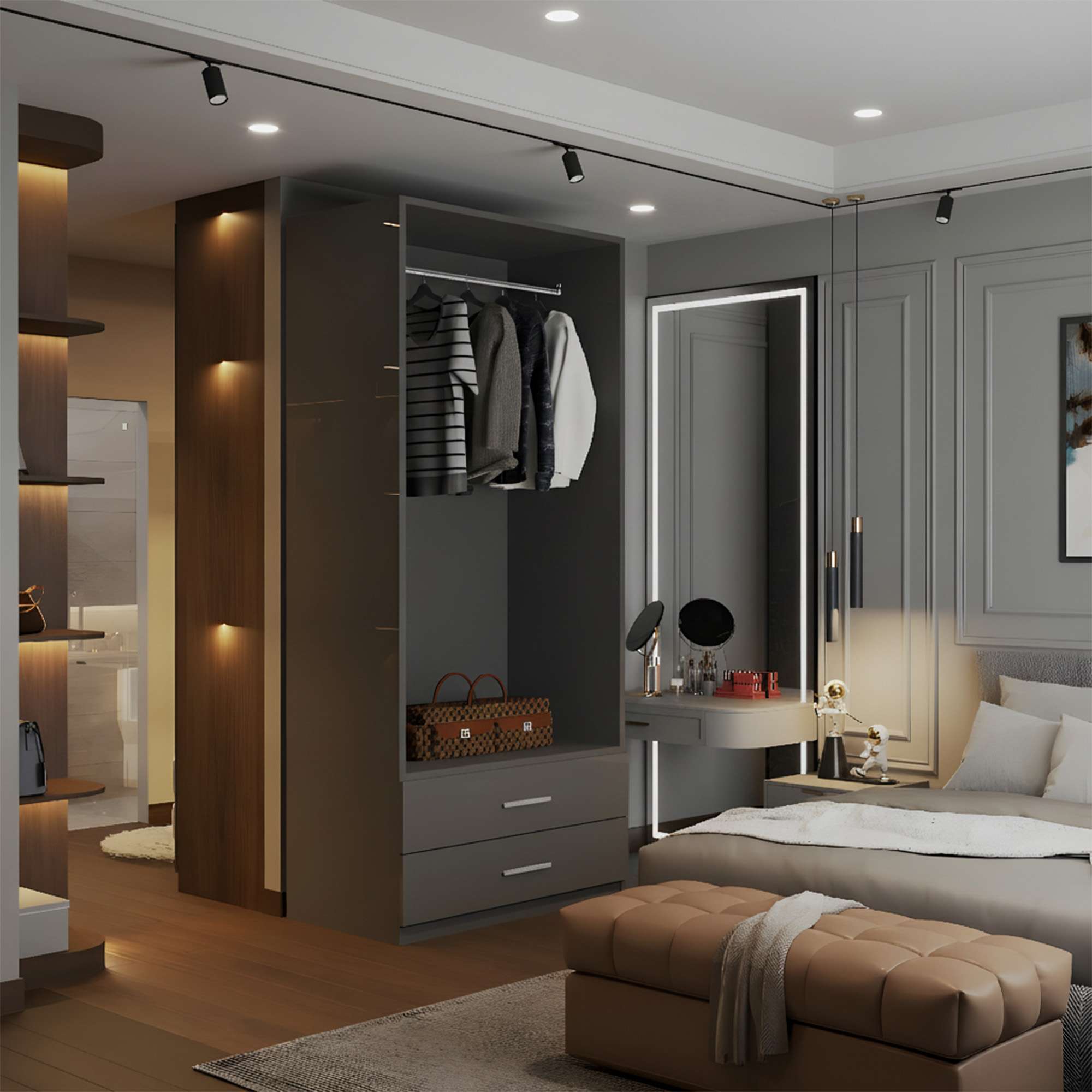 2 Door High Gloss Grey inside