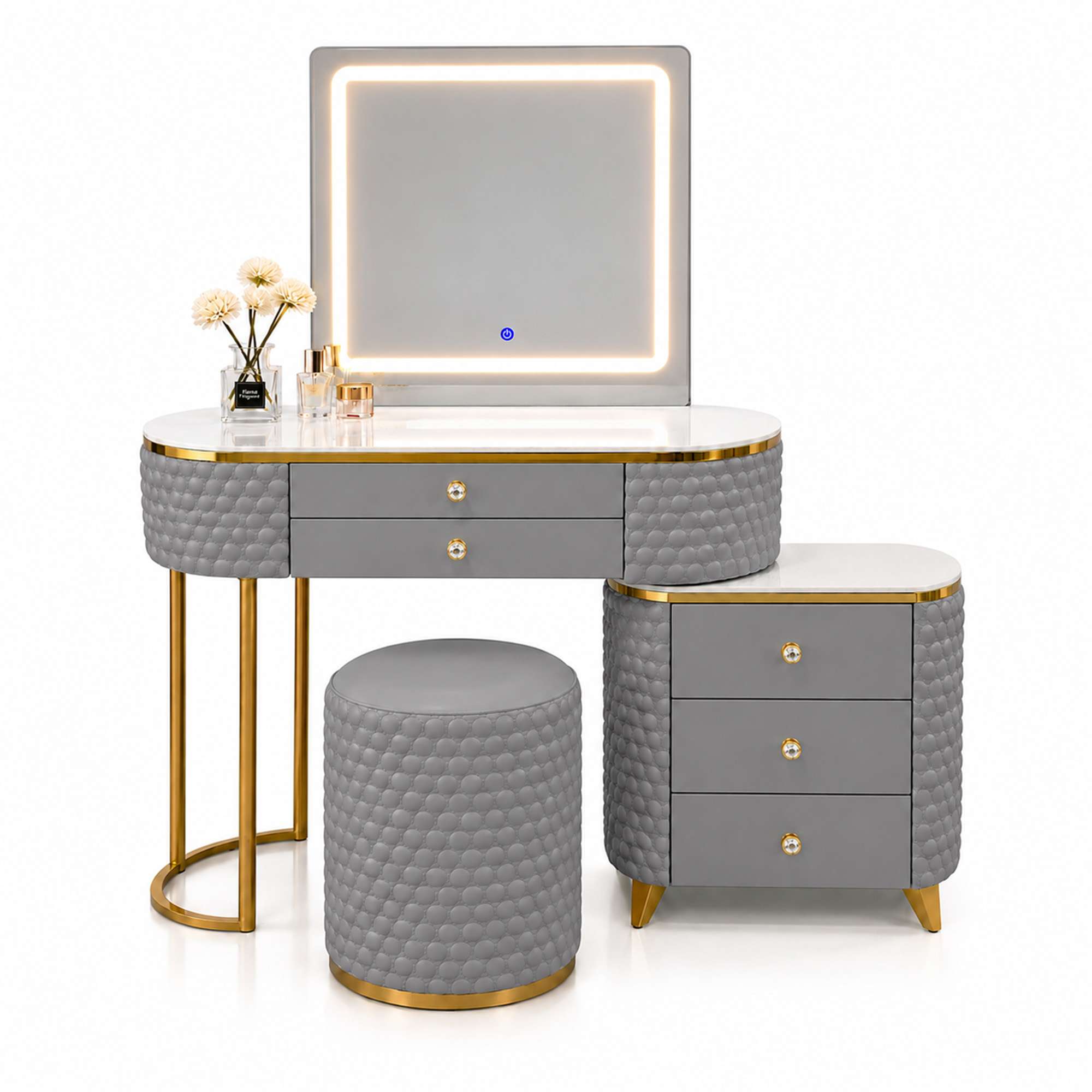 Grey dressing table with White Background