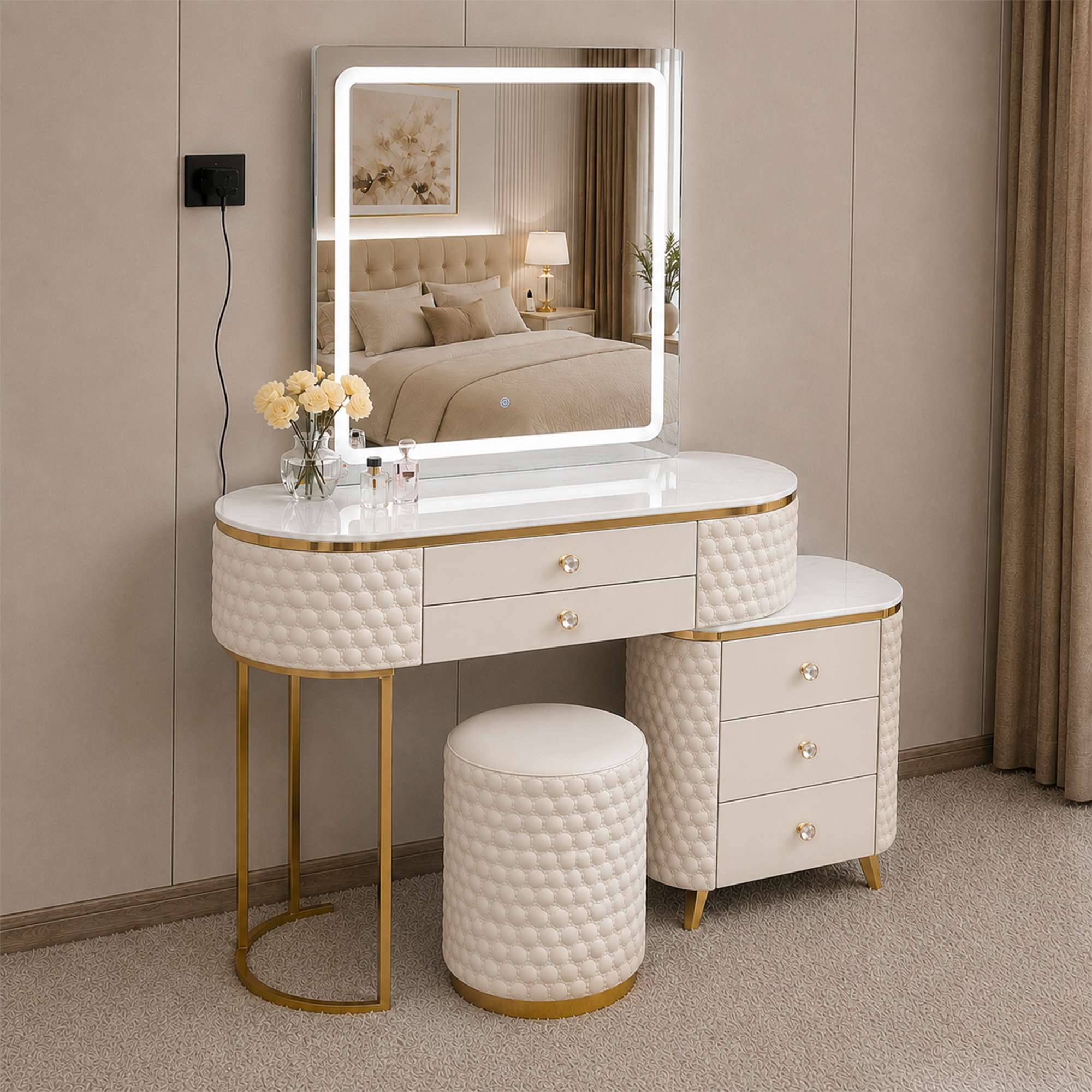 SW2 Square Mirror Beige Dressing_