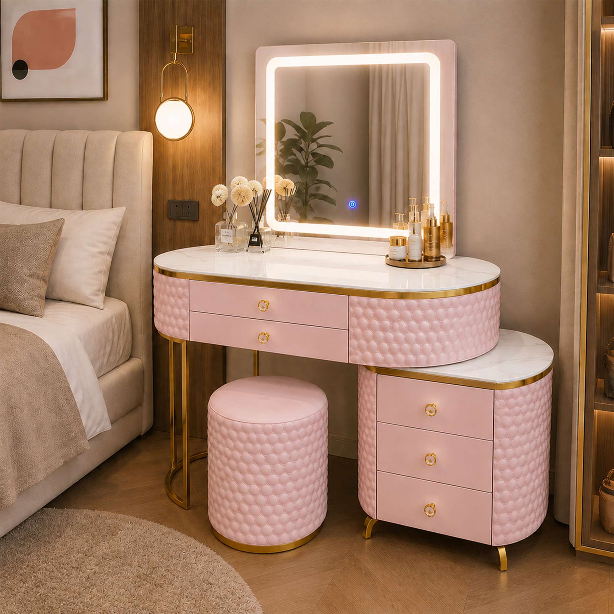 Sw2 pink Dressing Table side view