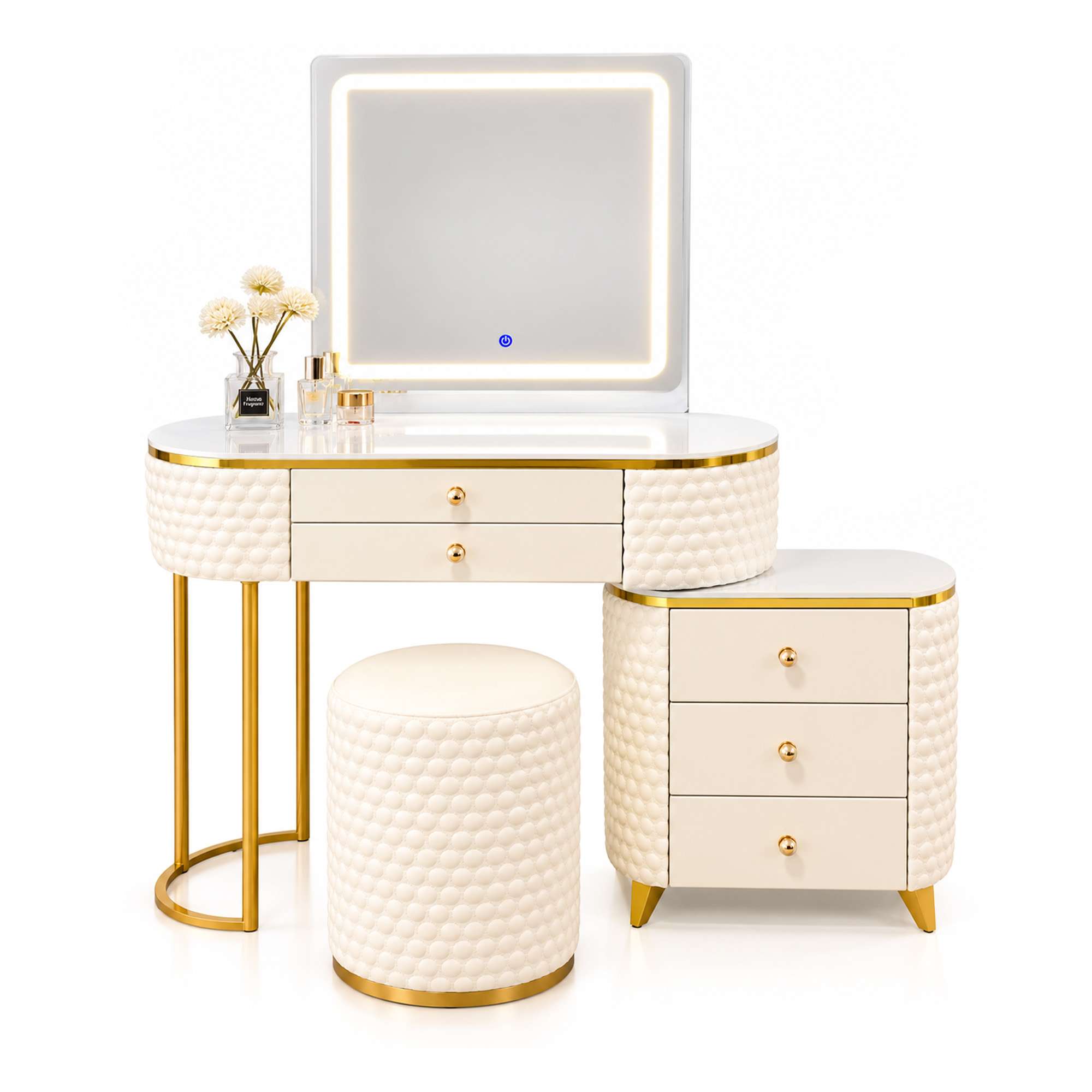 beige dressing table with White Background