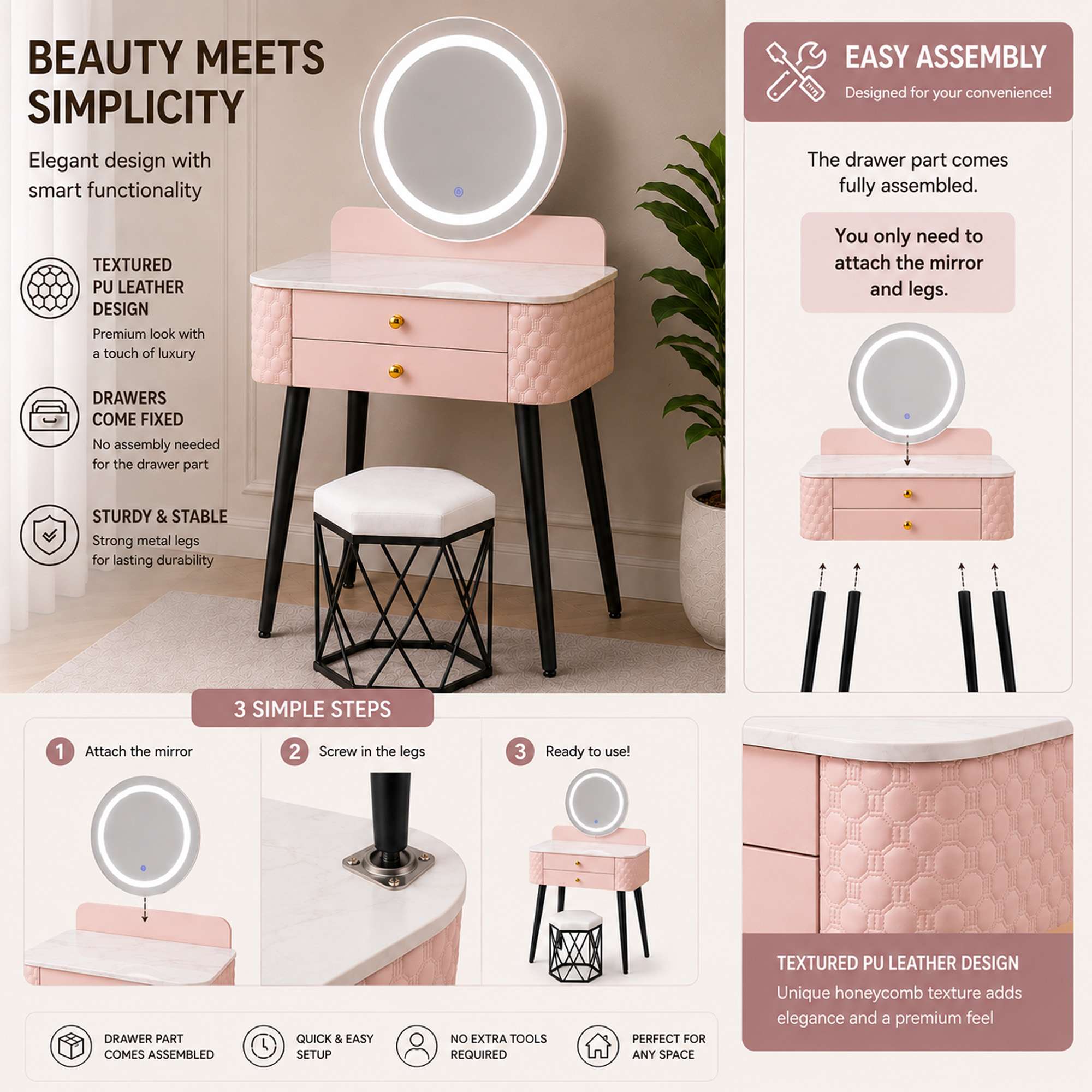 easy to assemble Pink