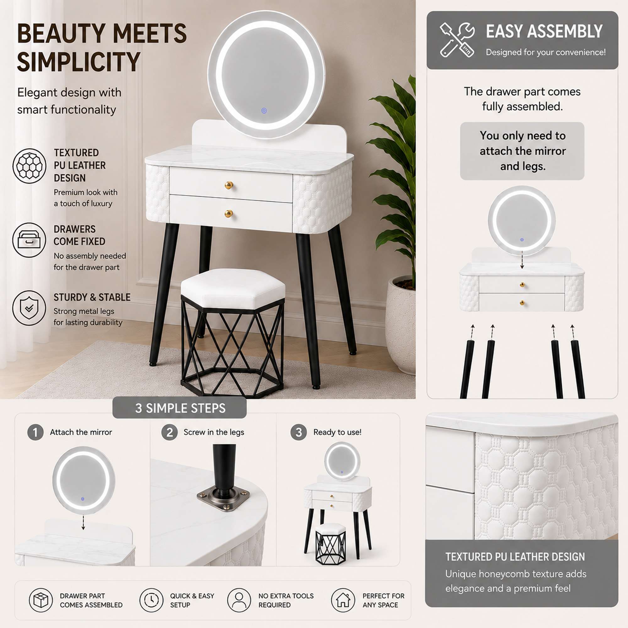 easy to assemble white