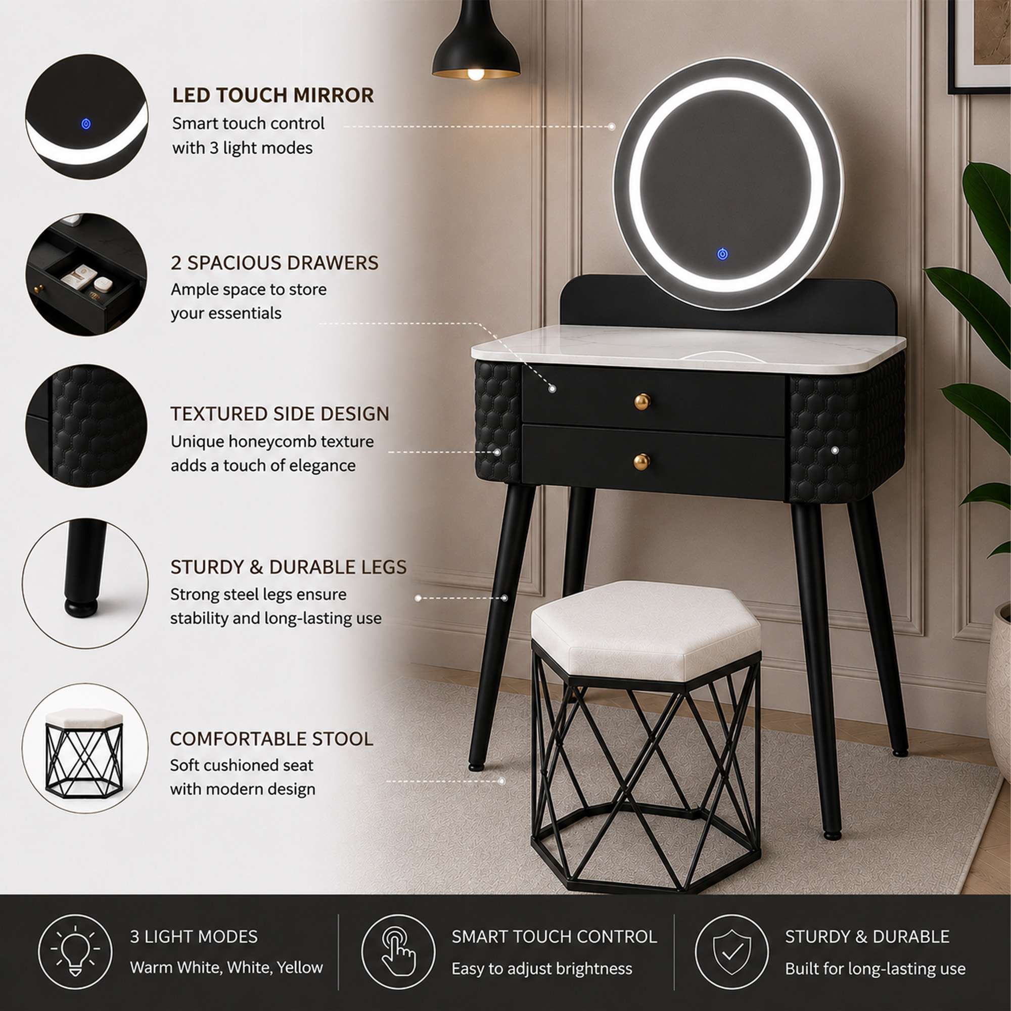 sw3 dressing table black