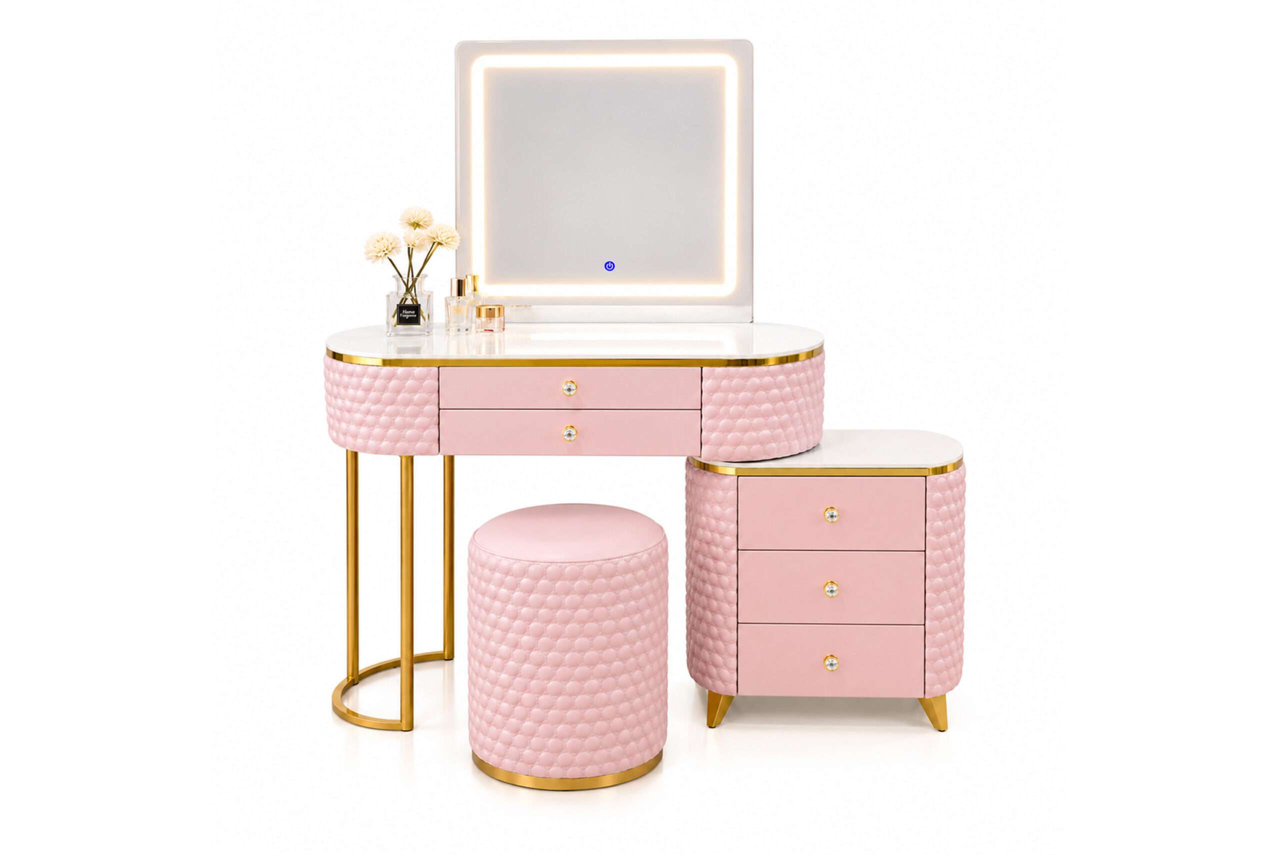 Pink dressing table with White Background