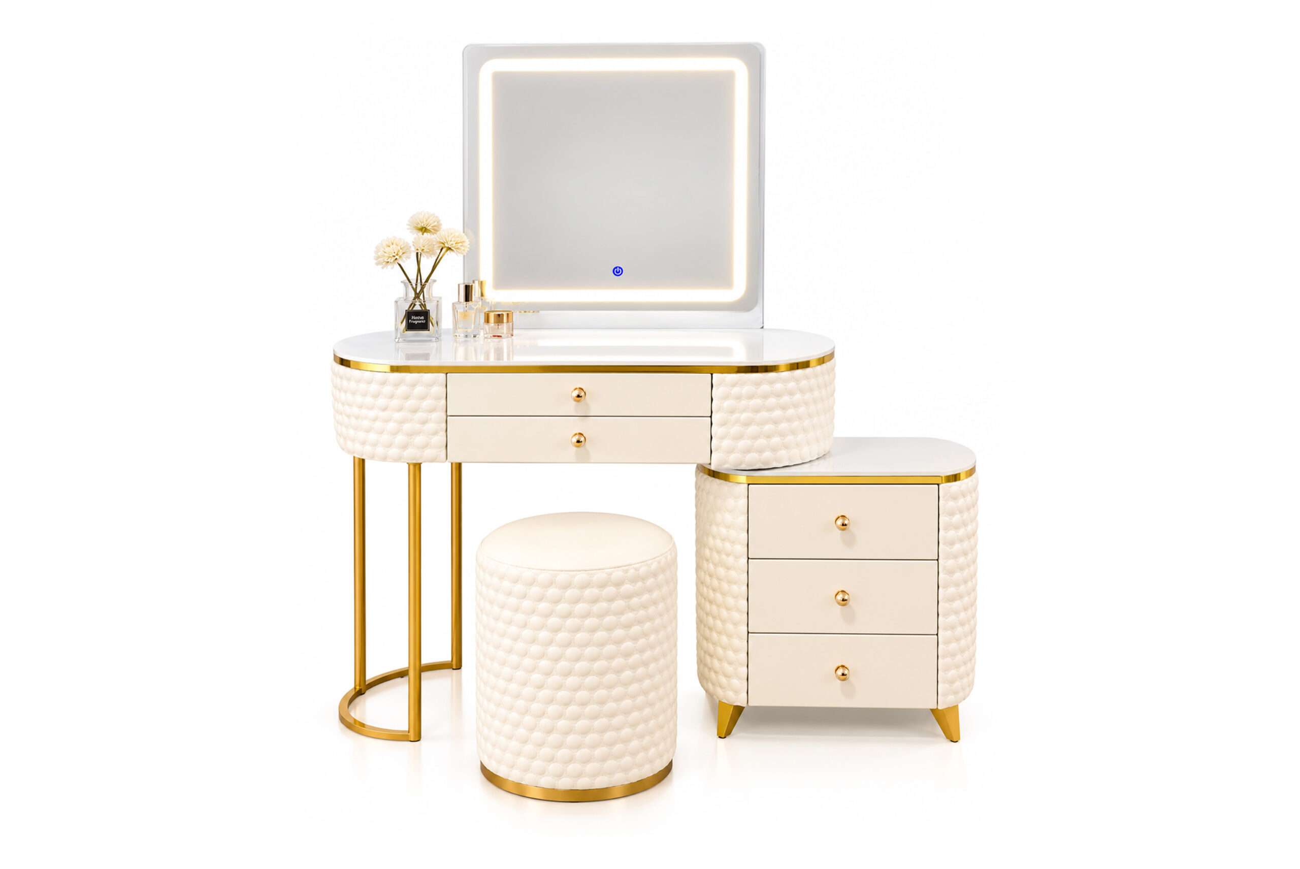 beige dressing table with White Background